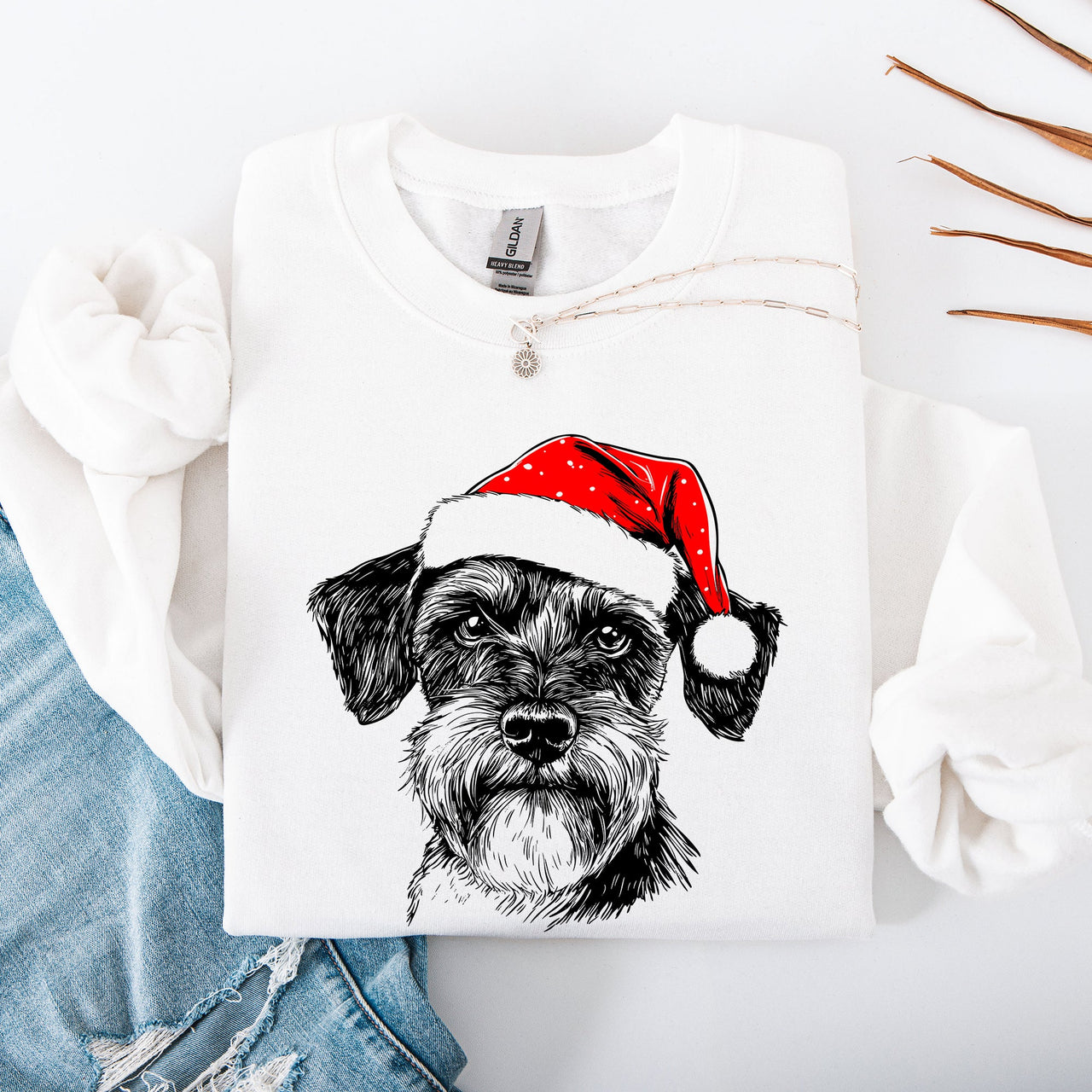 Schnauzer Santa Christmas Dog Lover Pet Holiday Anthology Signature Graphic Sweatshirt