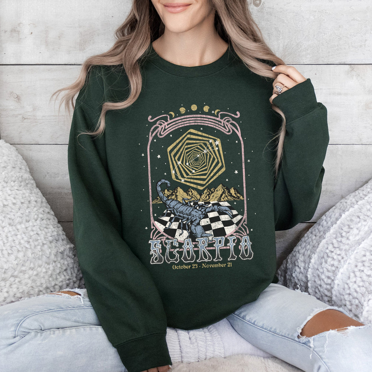 Scorpio Zodiac Astrology Horoscope Celestial Signs Constellations Night Sky Mystic Energy Sweatshirt