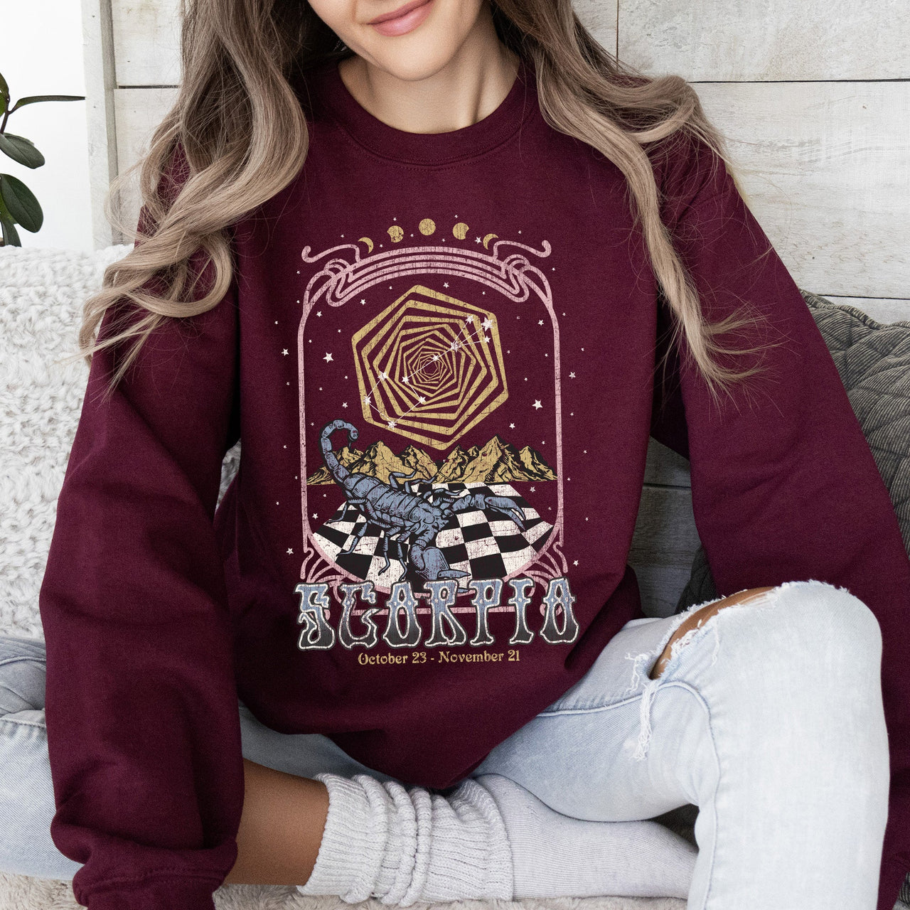 Scorpio Zodiac Astrology Horoscope Celestial Signs Constellations Night Sky Mystic Energy Sweatshirt