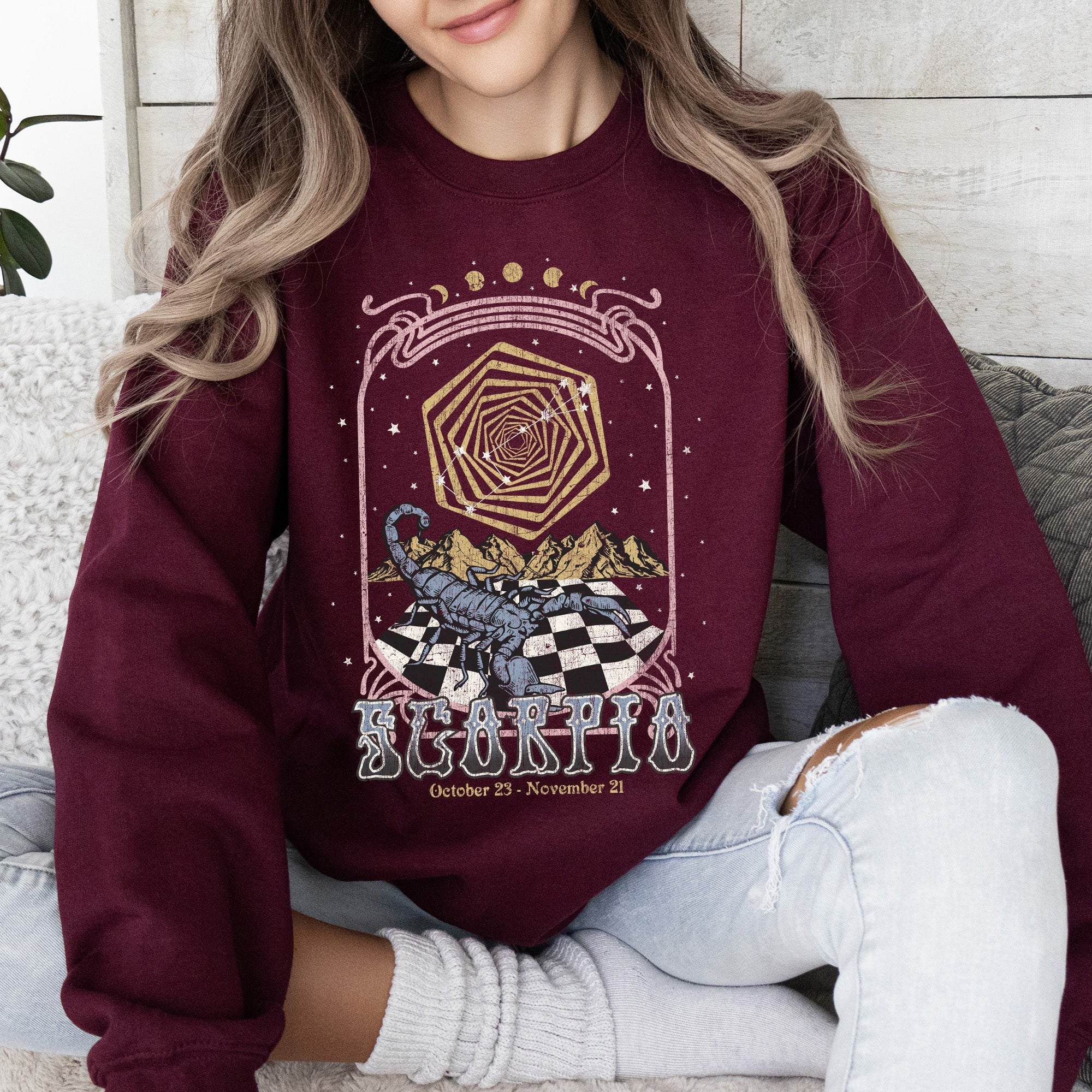 Scorpio Zodiac Astrology Horoscope Celestial Signs Constellations Night Sky Mystic Energy Sweatshirt