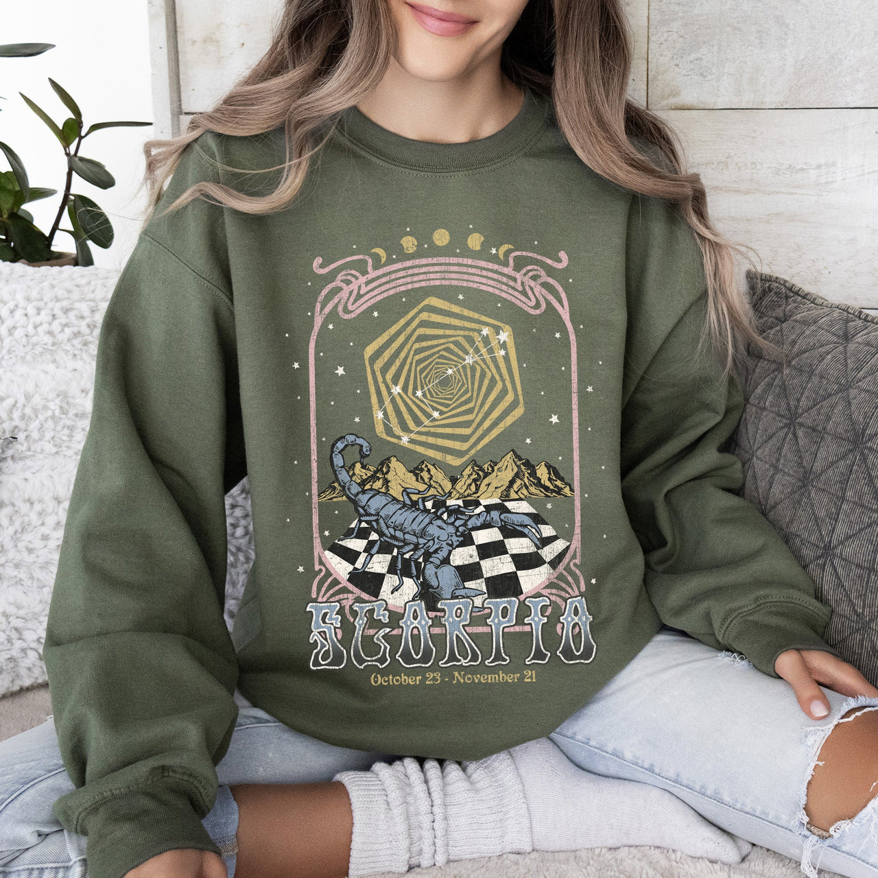 Scorpio Zodiac Astrology Horoscope Celestial Signs Constellations Night Sky Mystic Energy Sweatshirt