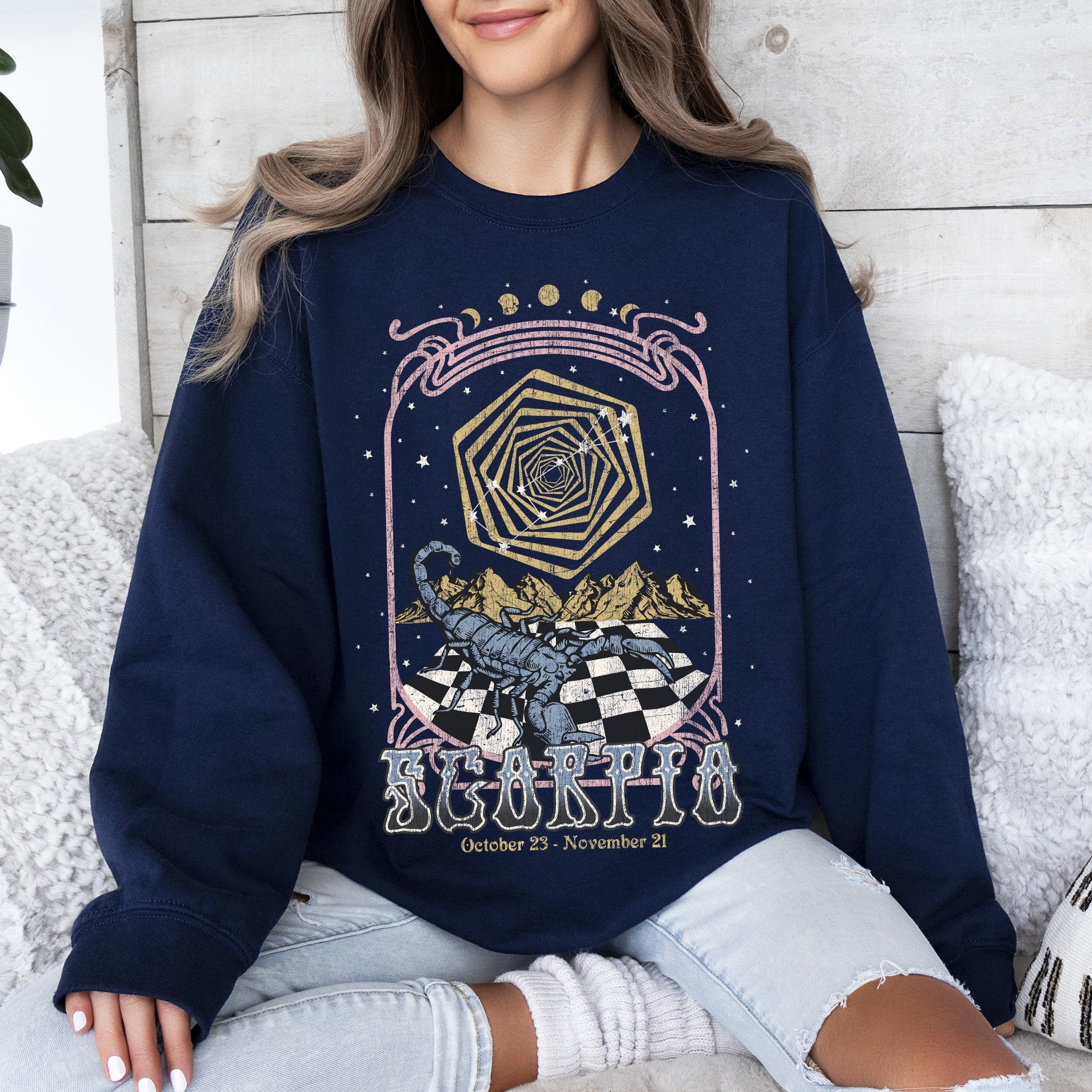 Scorpio Zodiac Astrology Horoscope Celestial Signs Constellations Night Sky Mystic Energy Sweatshirt