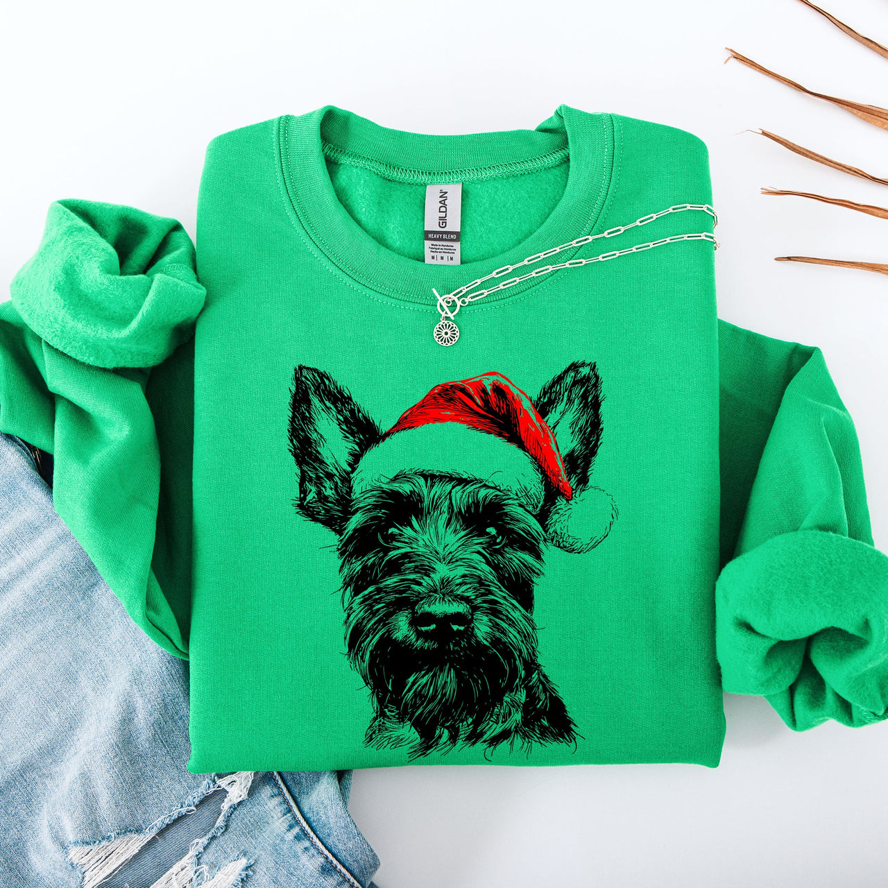 Festive Scottish Terrier Santa Scotty Dog Christmas Dog Lover Cozy Holiday Sweatshirt