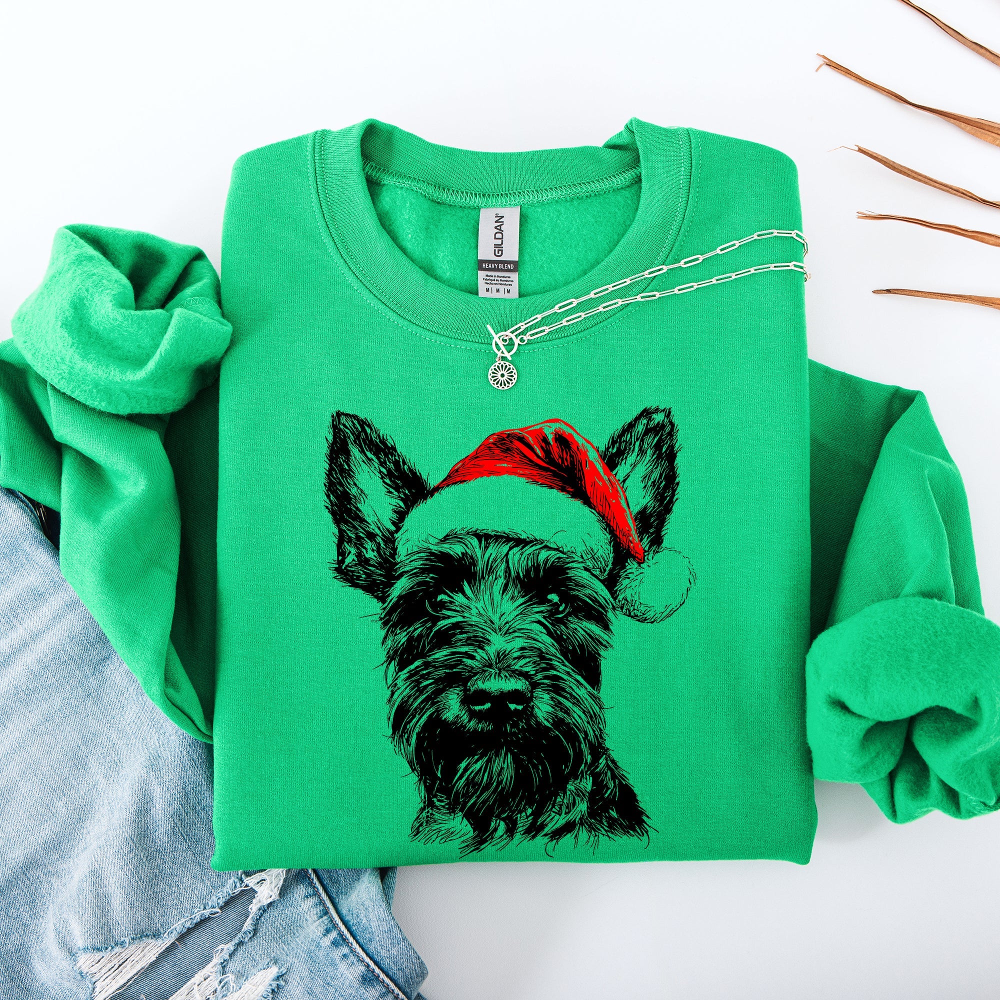 Festive Scottish Terrier Santa Scotty Dog Christmas Dog Lover Cozy Holiday Sweatshirt