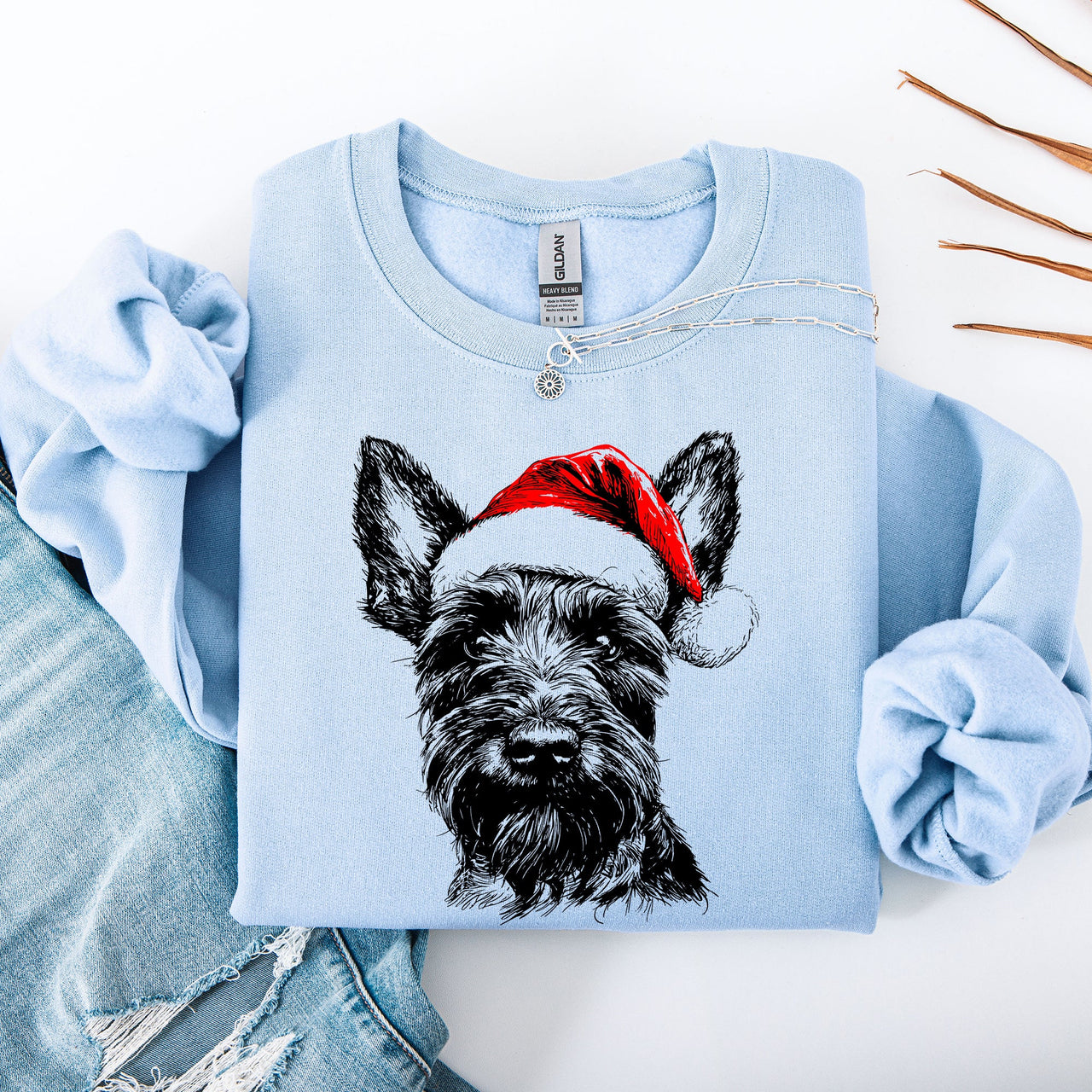 Festive Scottish Terrier Santa Scotty Dog Christmas Dog Lover Cozy Holiday Sweatshirt