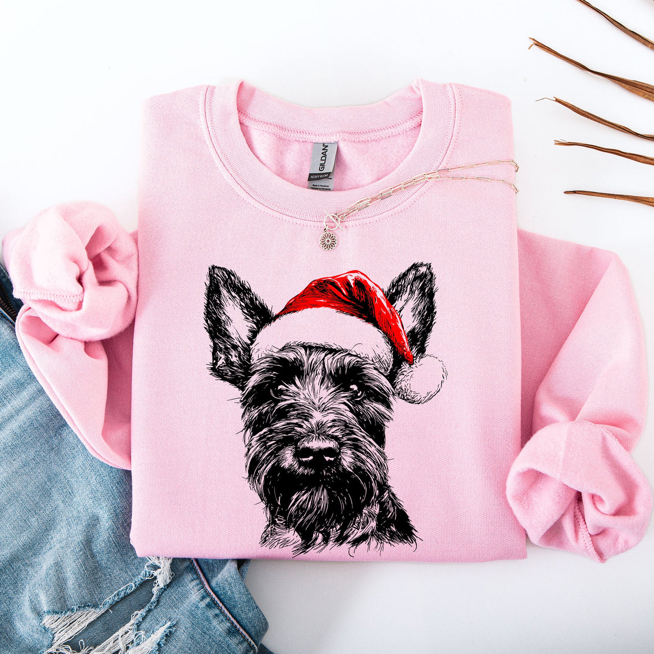 Festive Scottish Terrier Santa Scotty Dog Christmas Dog Lover Cozy Holiday Sweatshirt