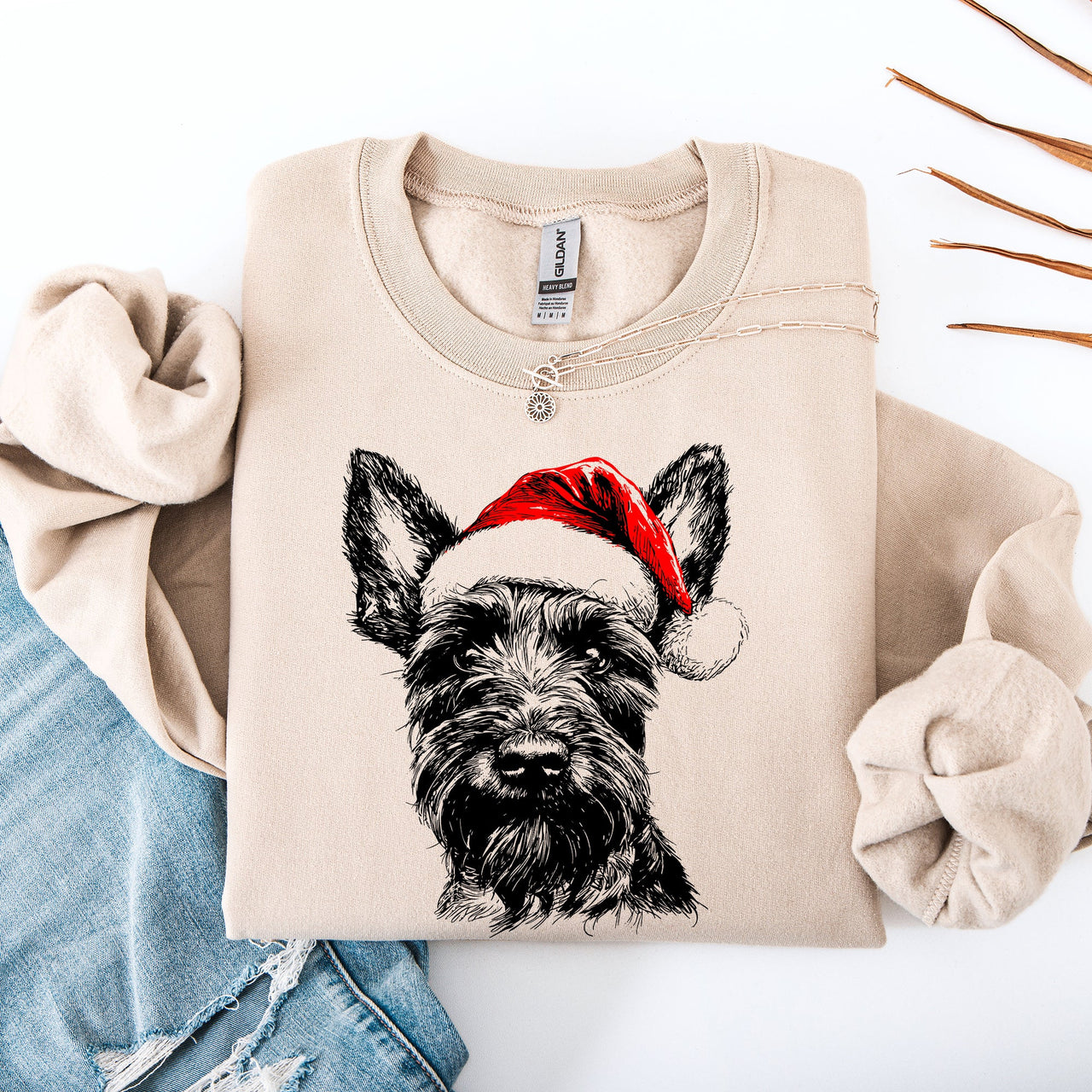 Festive Scottish Terrier Santa Scotty Dog Christmas Dog Lover Cozy Holiday Sweatshirt