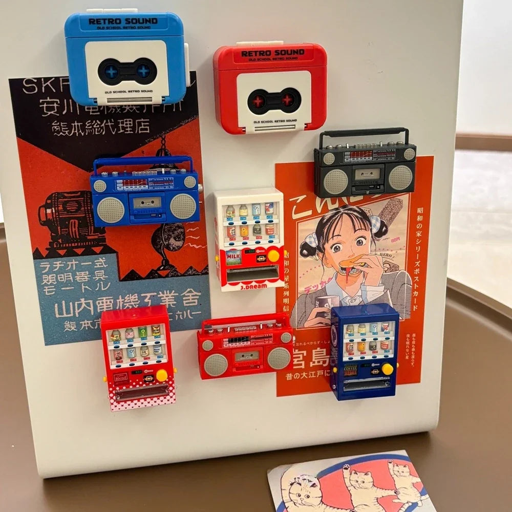 Mini Simulation Model Light Sign Fridge Magnets Dollhouse Vending Machine Magnetic Sticker for Refrigerator DIY Home Decoration