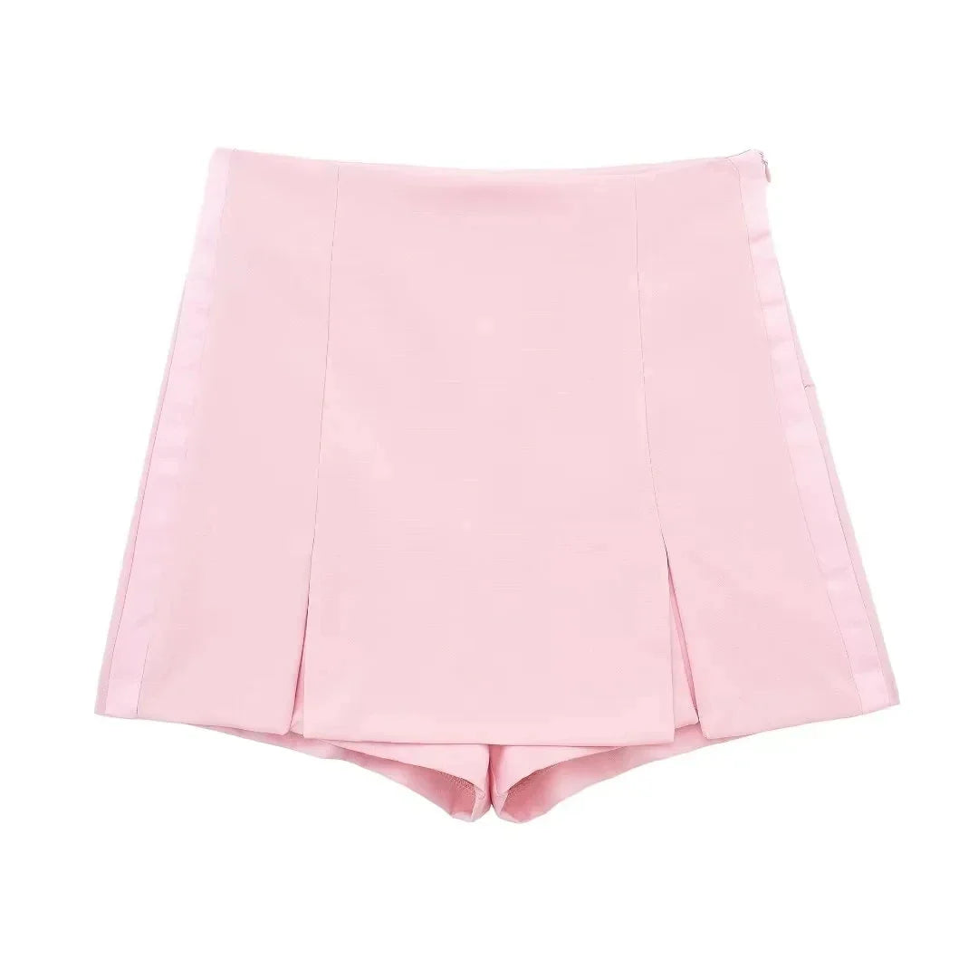 2024 Summer Fashion Woman Shorts Set Solid Chic Slim Tube Corset Top + Commuet Office Lady Wild Female Culottes Street