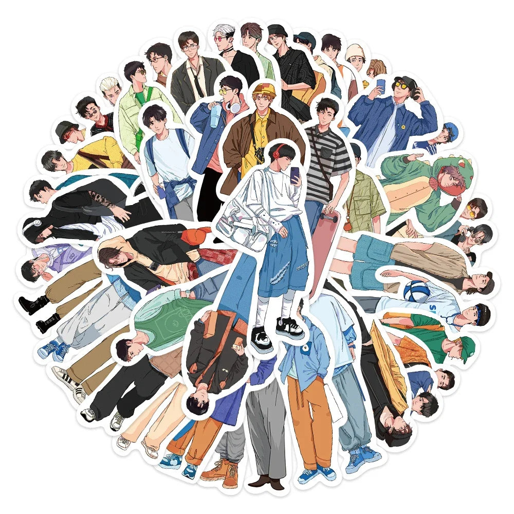 10/30/50pcs Ins Simple Fashion Hand-Painted Men Boy Stickers Laptop Phone Skateboard Notebook Cool Waterproof Sticker Kids Toy