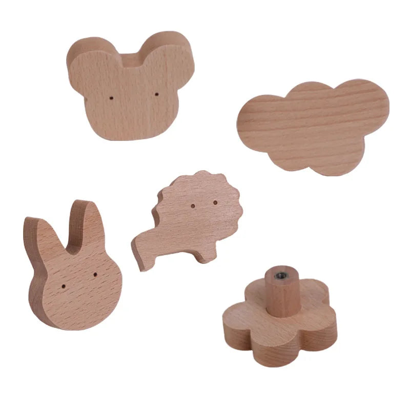 Star Moon wooden decoration Hooks Cute Cartoon animal adhesive wall omnipotent Hooks key holder for the wall home and decoration
