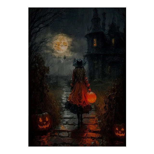 Retro Crow Witch Bat Skull Dark Academia Gothic Victorian Style Wall Art Canvas Painting Poster Print Halloween Gifts Room Decor
