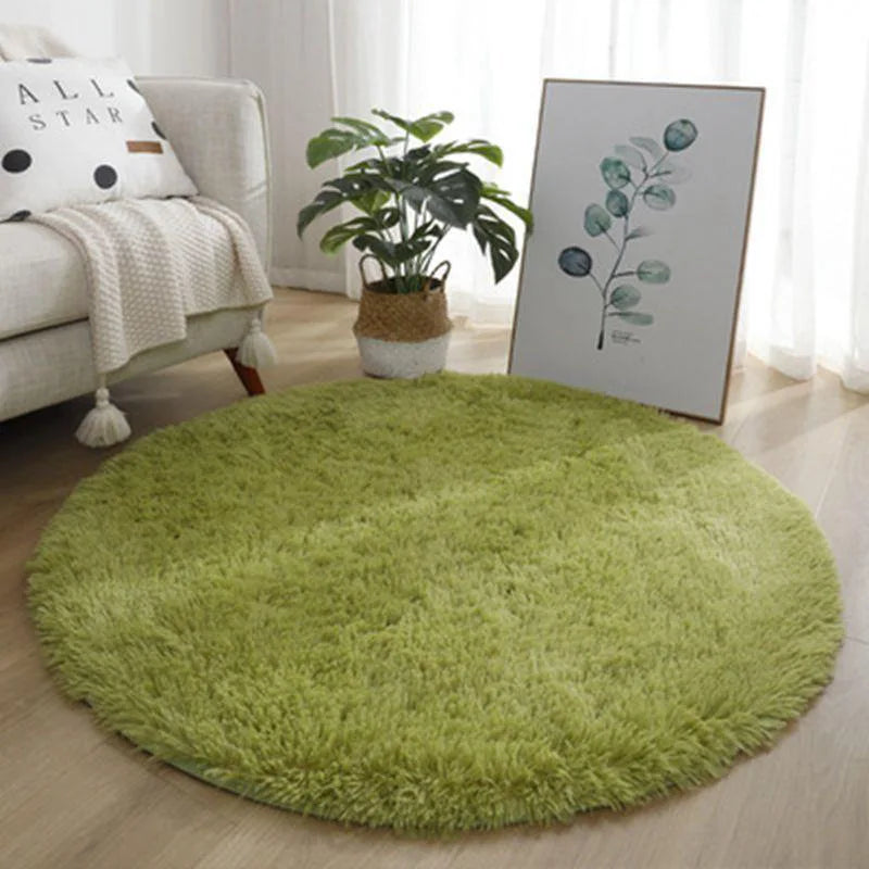 VIKAMA Pink Round Carpet Fluffy Soft Area Floor Mat Children Girls Room Princess Castle Plush Carpet Living Room Home Decor