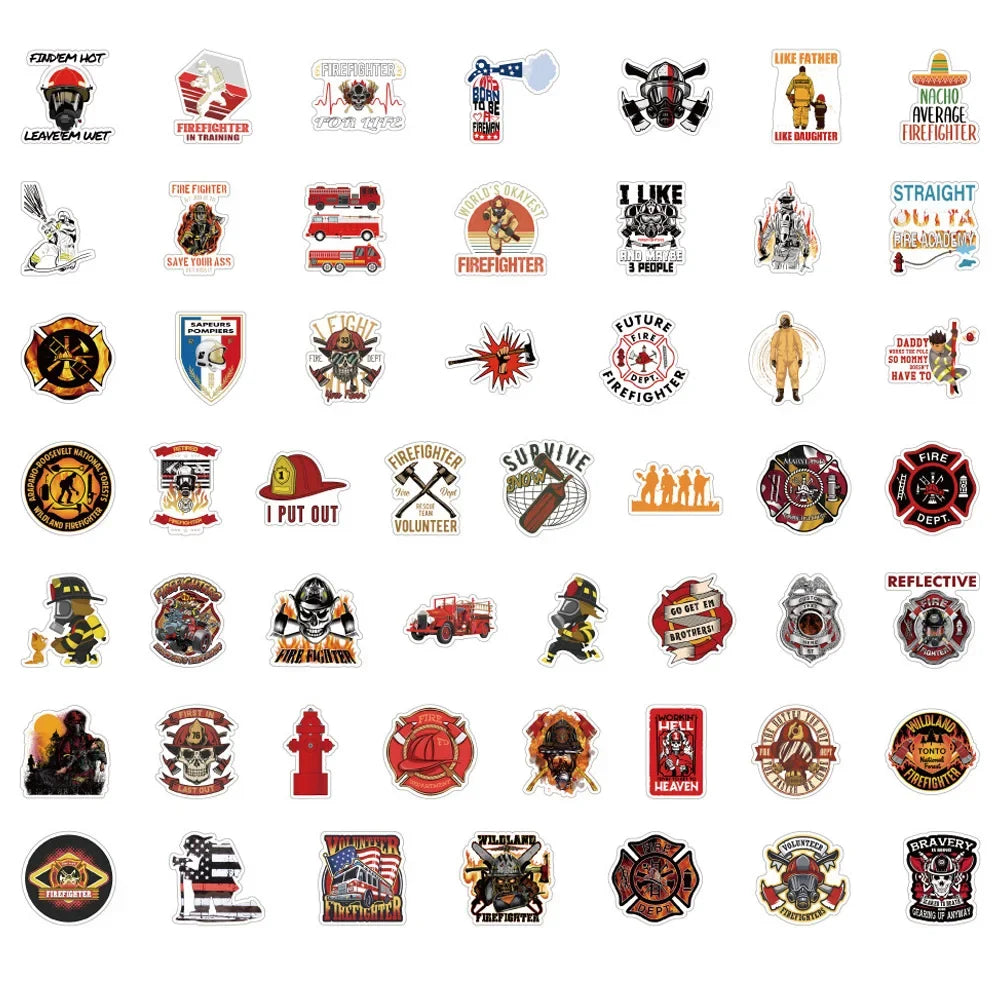 10/30/50pcs Fire Hero Firefighter Stickers Skateboard Motorcycle Luggage Laptop Car Bike Guitar Cool Waterproof Sticker Decal