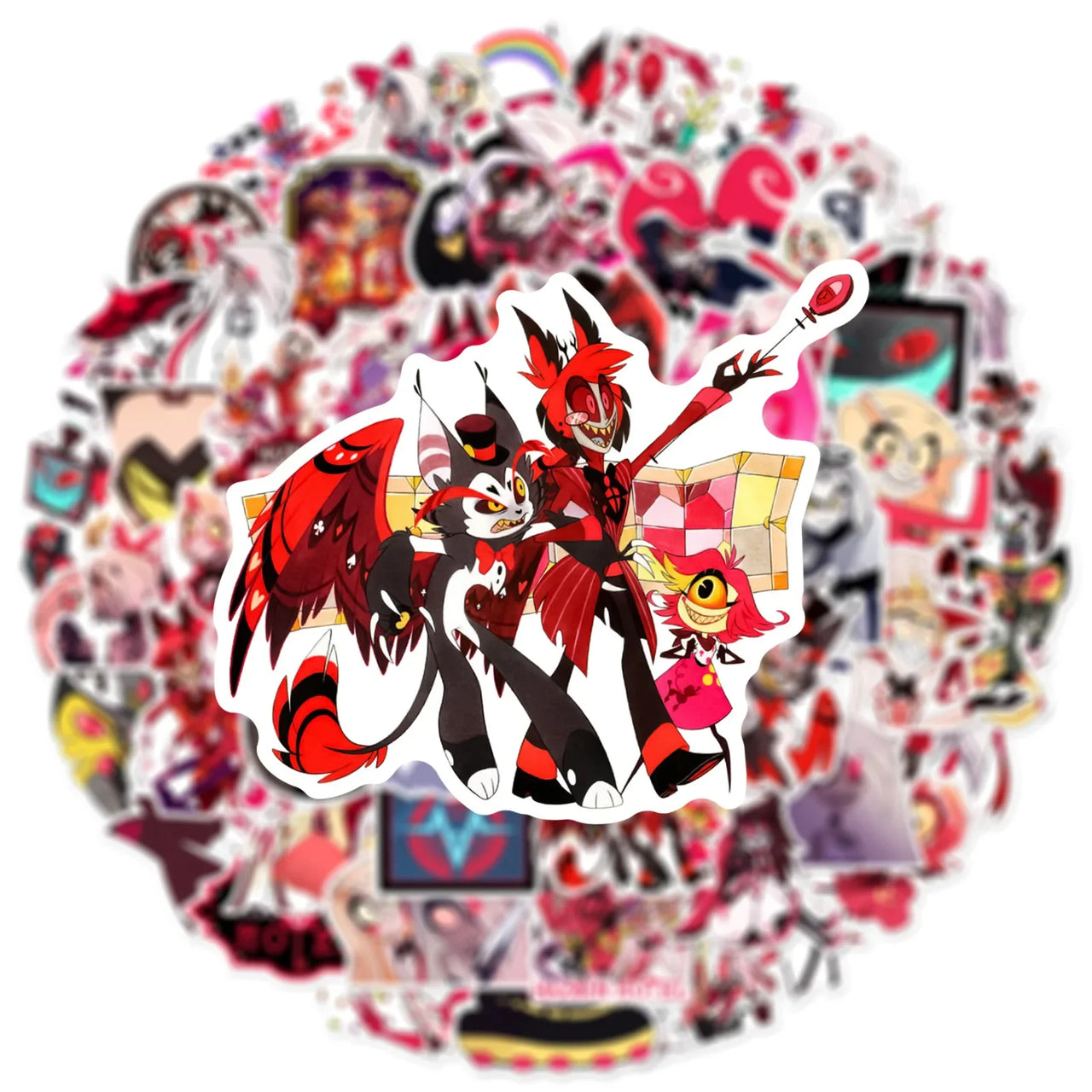 56/112PCS Hazbin Hotel Stationery Notebook Graffiti Stickers Luggage Storage Box Water Cup Decorative Stickers
