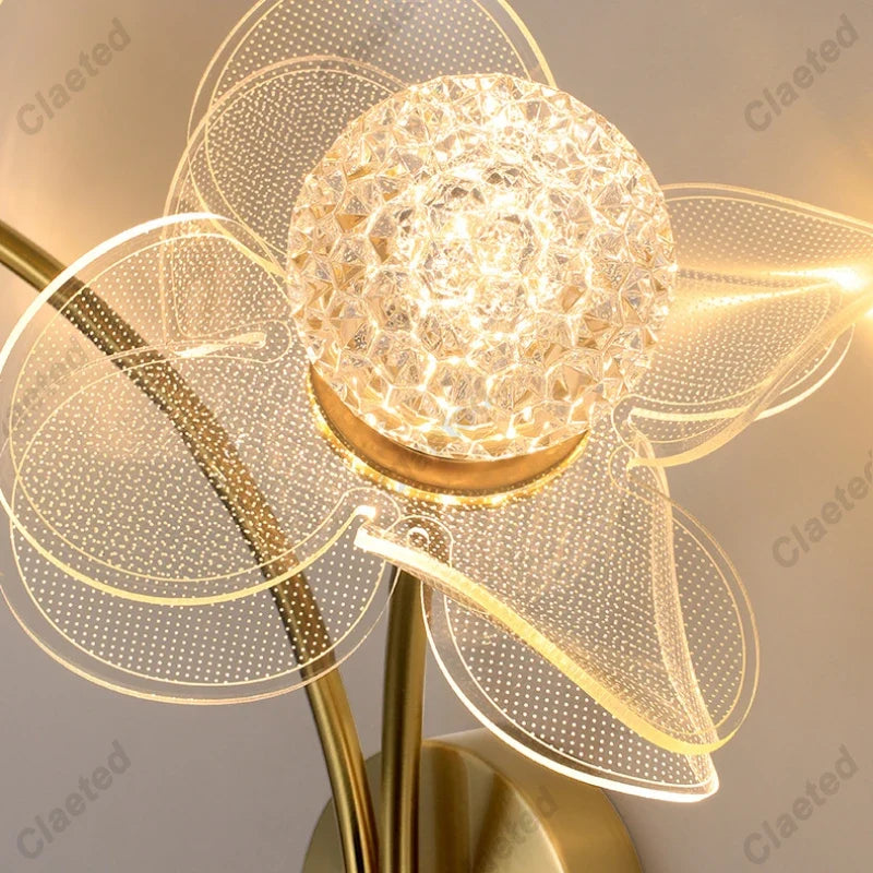 Flower Led Wall Lamps for Living Room Bedroom Bedside Sconce Light Modern Hallway Restaurant Background Decoration Lighting Deco