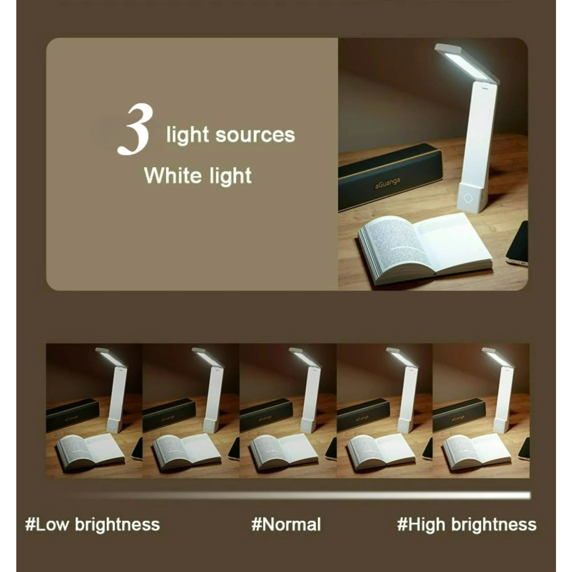 LED Folding Desk Lamp Touch 3 Color Dimming Charging and Pluging Eye Protection Learning Table Lamp Bedroom Bedside Night Light