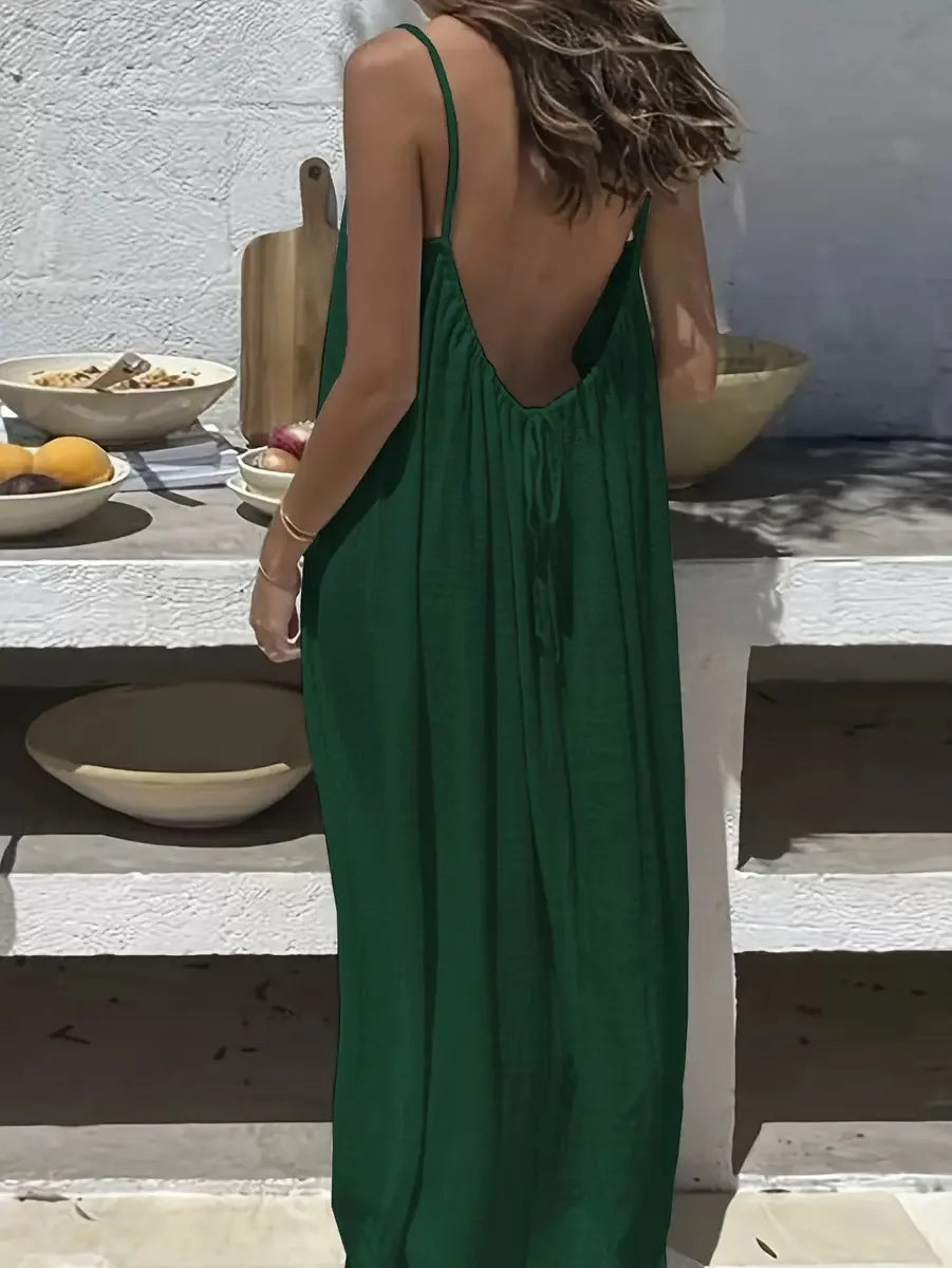 Women's Slip Dress, 2026 New Arrival, Backless Loose Design, Coat-Like Loungewear, Skin-Friendly Breathable Lazy Style, Home Cas