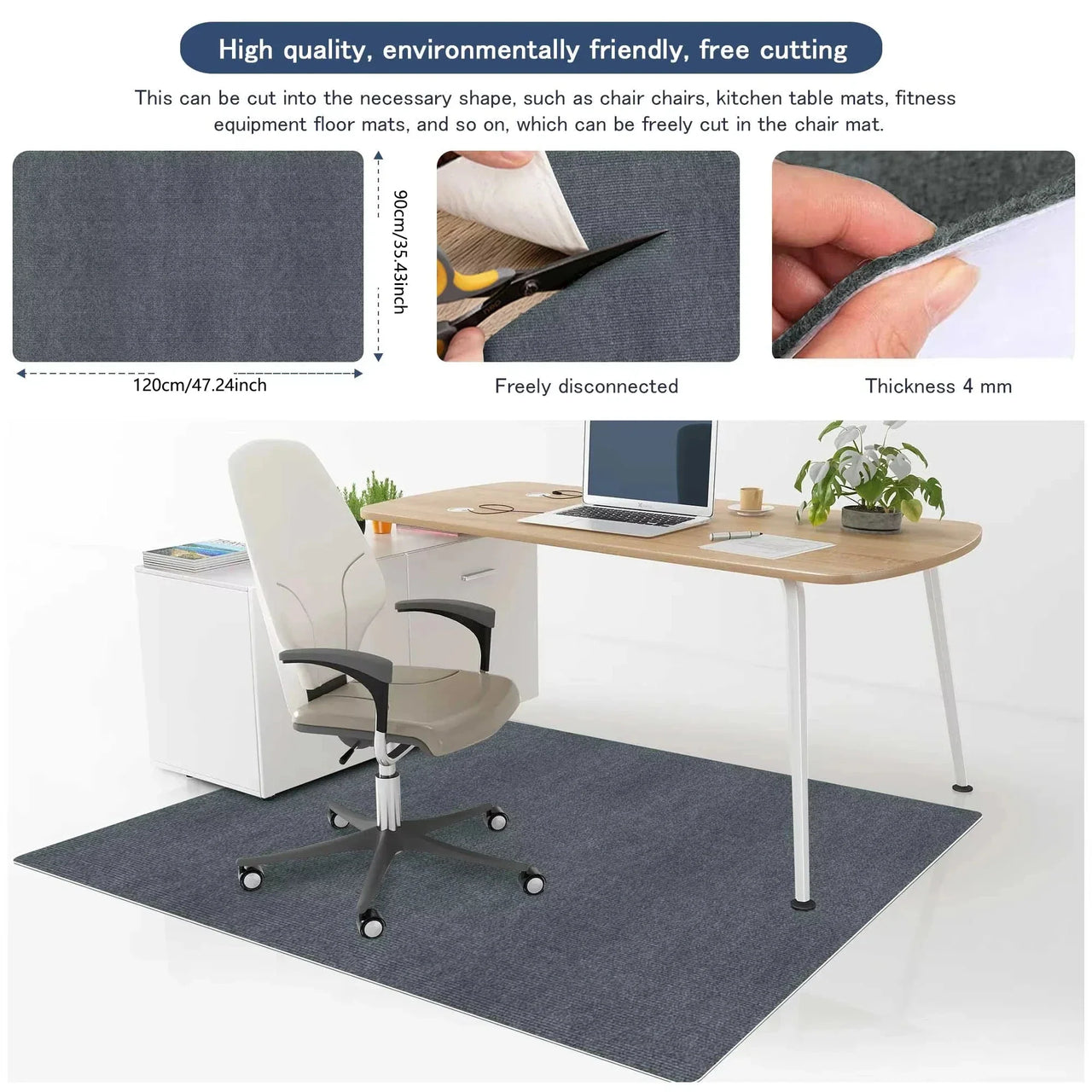 VIKAMA Study Area Carpet, Stain-Resistant And Wear-Resistant, Swivel Chair Mat, Learning Area Carpet, Home Decoration