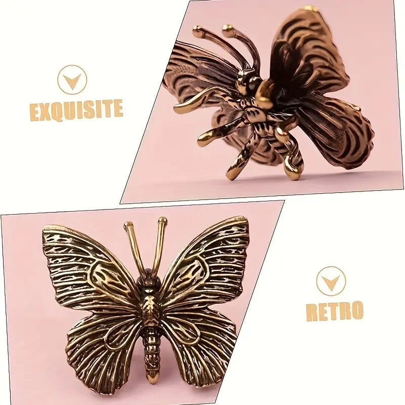 Home Decor Elegant Solid Brass Butterfly Statue - Versatile Indoor/Outdoor Decor for Home, Office, and Living Spaces