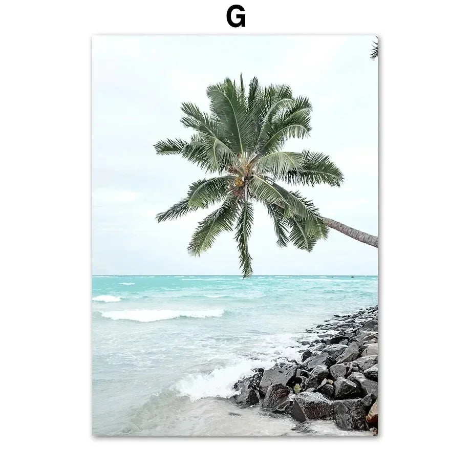 Surfboard Seagull Beach Umbrella Blue Sea Wall Art Canvas Painting Nordic Posters And Prints Wall Pictures For Living Room Decor