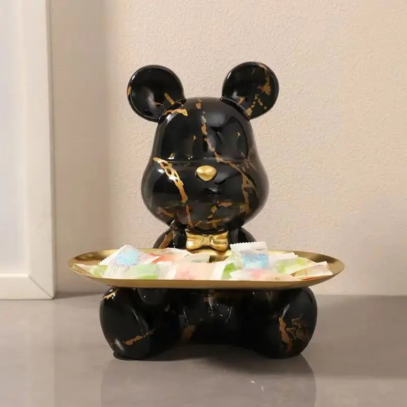 2025 New Graffiti Bear Figurine Home Decoration Animal Statue Keys Storage Shelf Modern Room Sculpture Table Decor Statues Gift