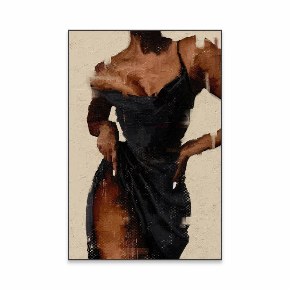 Classic Abstract Wall Art Black Woman Girl with Flowers Canvas Print Poster Printing Poster Home Living Room Bedroom Decoration