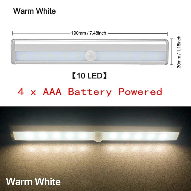 LED Under Cabinet Night Light Motion Sensor Closet Light Kitchen Bedroom Lighting Wall Lamp With Magnetic Strip USB Rechargeable