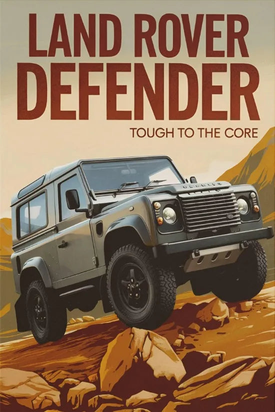 L-and-R-over Defender 90 Offroad Poster Classic Retro Automotive Poster Canvas Prints Classic Off-road Vehicle Aesthetic Print