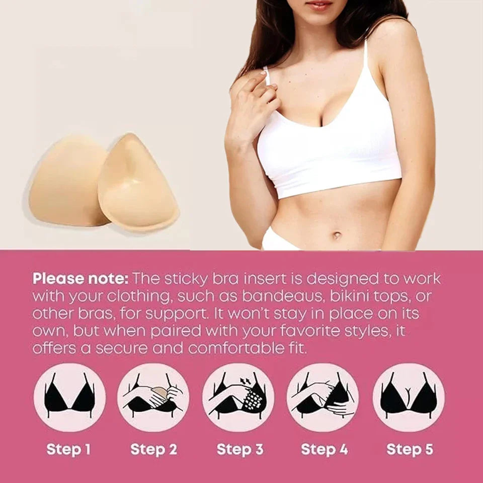 Double Sided Sticky Bra Inserts Push Up Adhesive Bra Pads Breast Enhancer Pads Cup Add Up for Bikini Swimsuit Strapless Dress