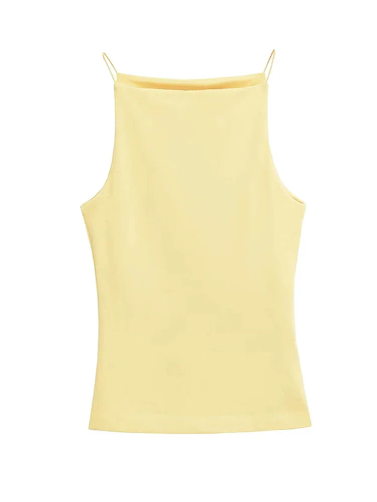 Women's Halter Tank Top Sleeveless Thin Straps Solid Color Camisole Fashion Female Top