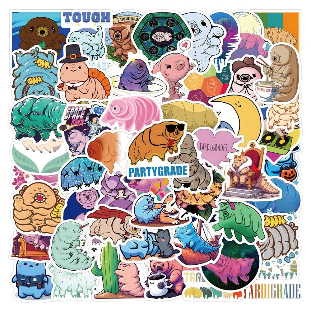 10/30/50pcs Cool Cartoon Animal Tardigrade Stickers Stationery Fridge Travel Luggage Guitar Car Classics Toy Sticker for Kids