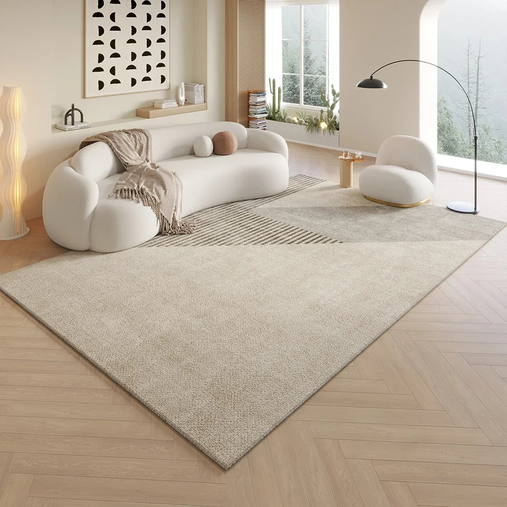 VIKAMA Cream Style Lineage Living Room Floor Mat Anti-Slip Home Decoration Large Size Sofa Coffee Table Rug Bedroom Carpet