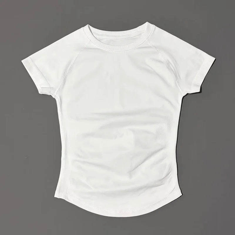HISTELLO Sports Short Sleeve Top Women Gym Yoga Top Workout Clothes Sports T Shirt Fitness Activewear Running Tight Tops
