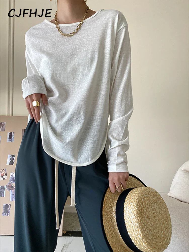 CJFHJE Thin Soft Snow Cotton Women Sunscreen Shirt Fashion Long-sleeved T-shirt Women's Summer Versatile Thin Section T-Shirts