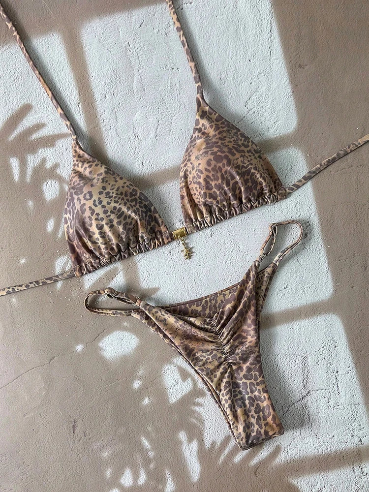 Sexy Leopard Push Up Bikinis Two Piece Bathing Suits 2026 Micro Bikini Sets Women Swimsuit Beach Wear Thong Swimwear for Female