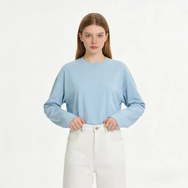 LEGIBLE 2026 Spring Autumn Long Sleeve Cotton T-Shirt Women Basic Tee Shirt Oversize T Shirt Women Casual O-neck Women tshirt