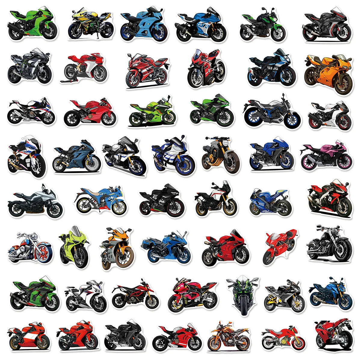 50/100PCS Cartoon Motorcycle Graffiti Stickers Decorative Luggage Notebook Car Waterproof Stationery Stickers