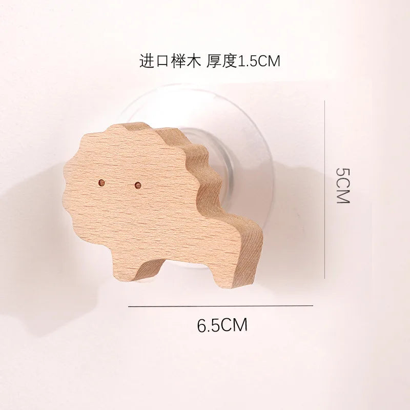 Star Moon wooden decoration Hooks Cute Cartoon animal adhesive wall omnipotent Hooks key holder for the wall home and decoration