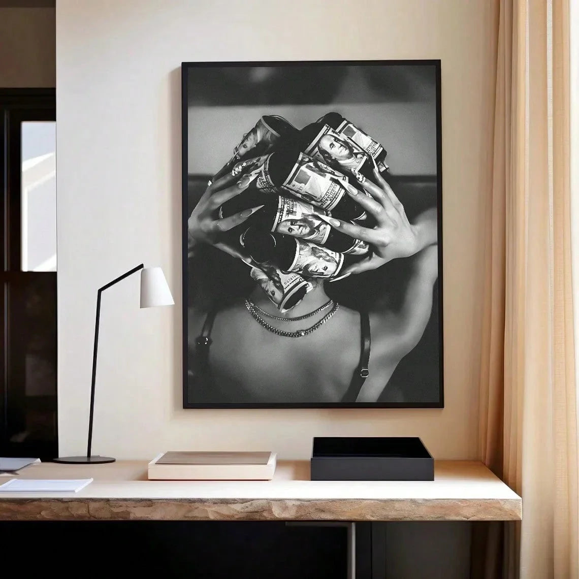 Fashion wall art canvas poster print black and white simple art trendy painting suitable for dorm, modern home decoration