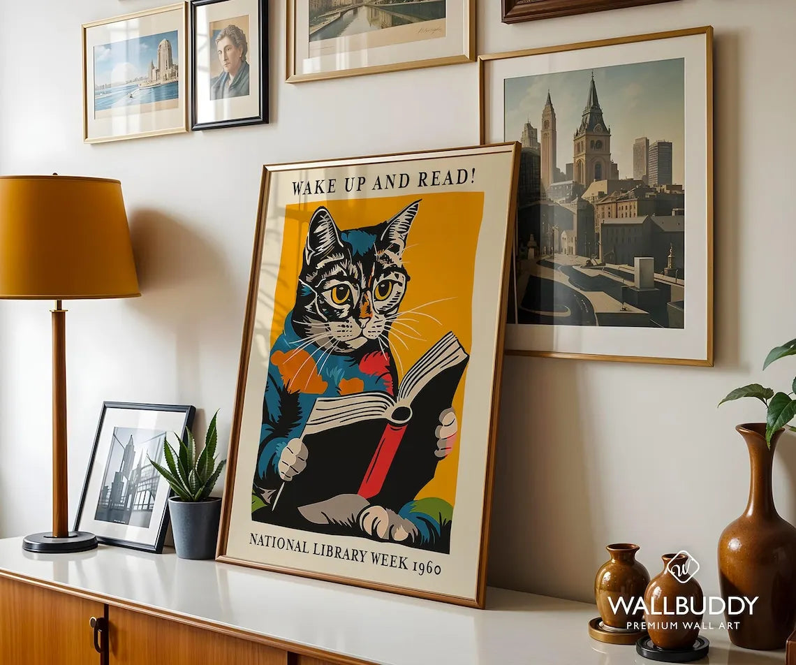 Wake Up And Read National Library Week 1960 Week 1960 Wall Art Prints Canvas Painting Poster Picture For Living Room Home Decor