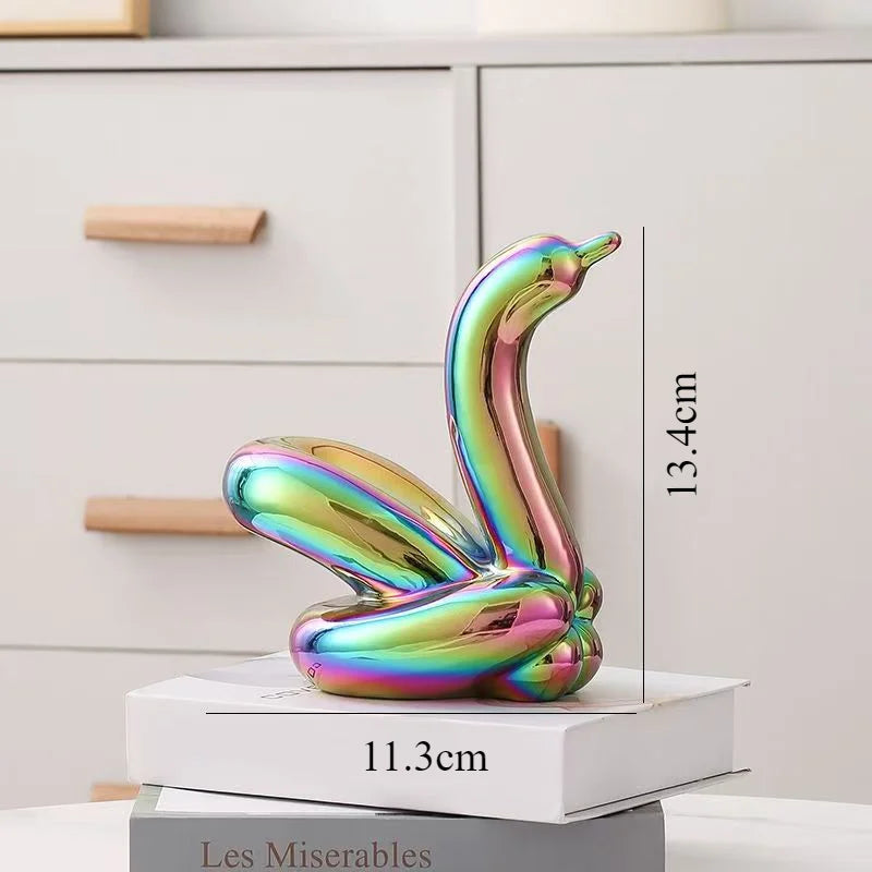 13.4cm Mini Creative Balloon Swan Abstract Ceramic Ornament Sculpture Study Room Statue Home Office Accessories Decoration Gift