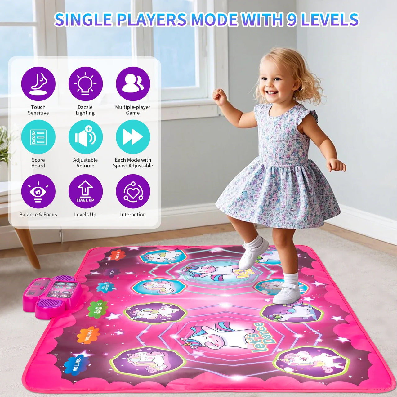 Dancing Blanket Kids Electronic Dance Mat Kid Floor Music Blanket Double Players Mode with 9 Levels Educational Toys Kids Gifts