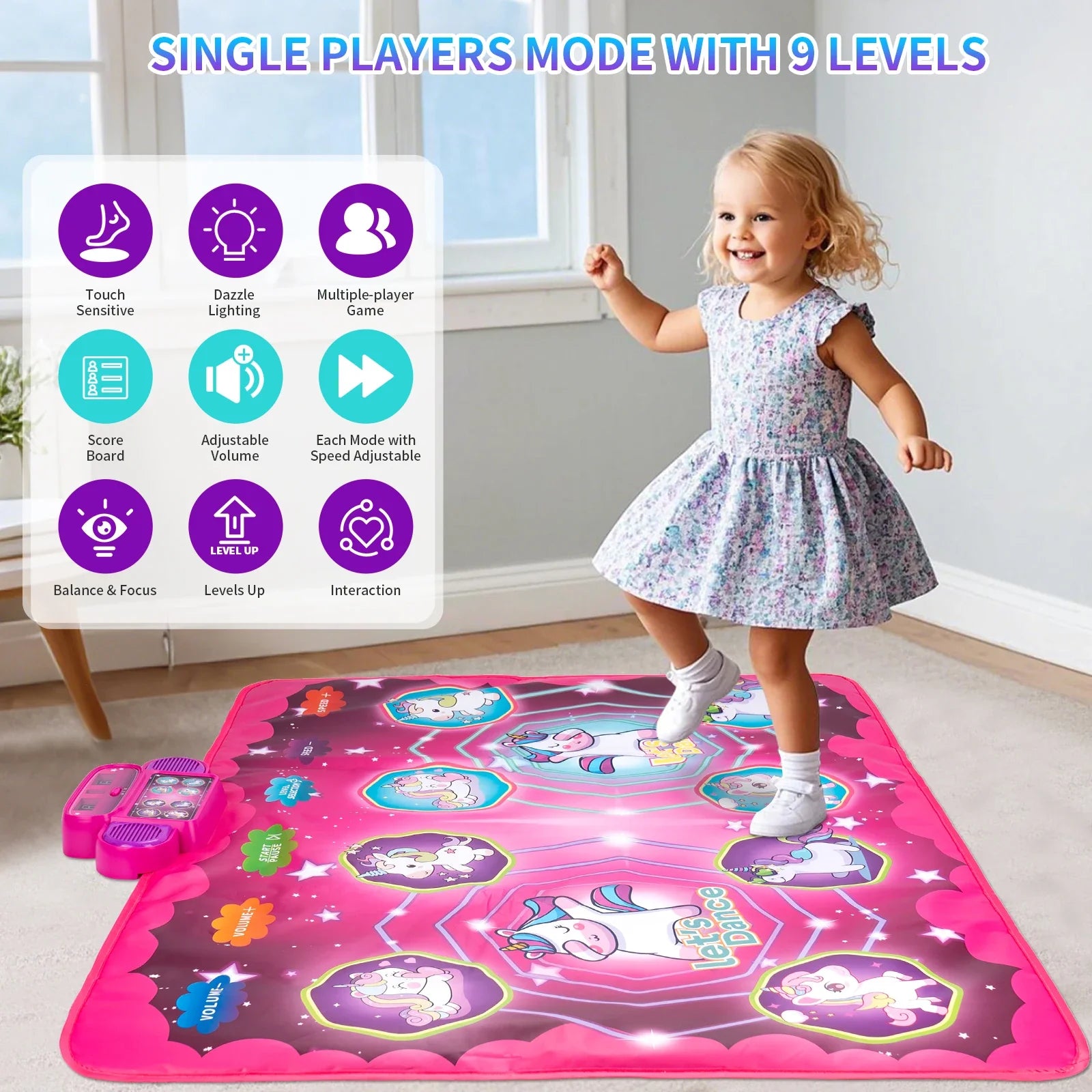 Dancing Blanket Kids Electronic Dance Mat Kid Floor Music Blanket Double Players Mode with 9 Levels Educational Toys Kids Gifts