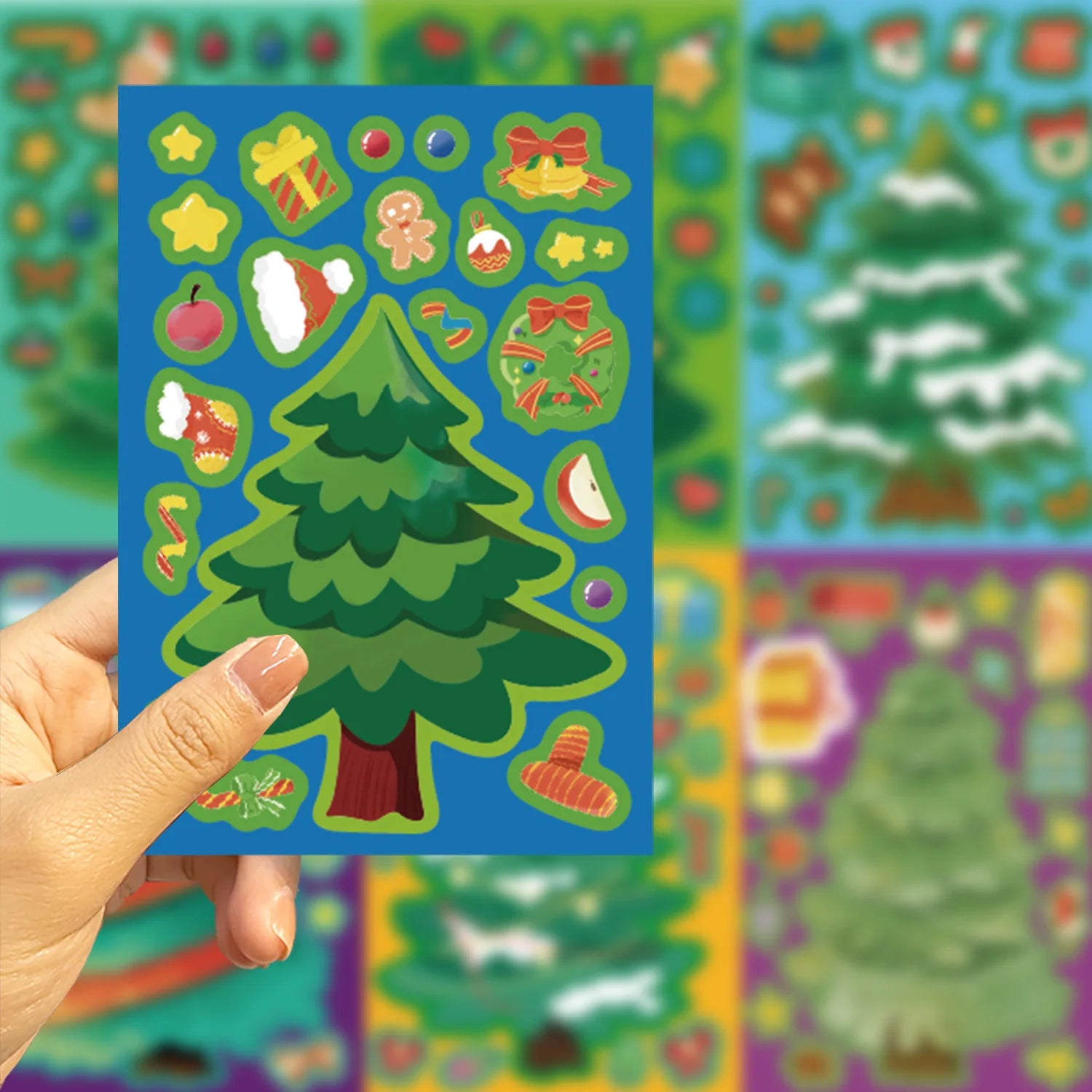 8/16/24PCS Toy Puzzle Stickers Christmas Tree Make a Face Stickers DIY Handicrafts Waterproof Stationery Stickers