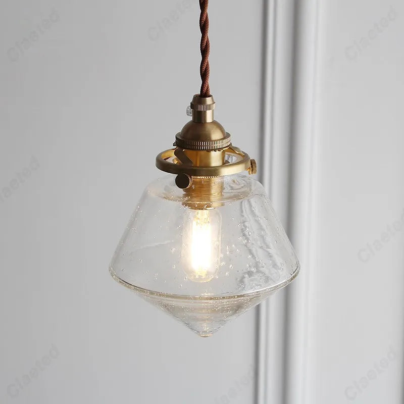European-style Simple Retro LED Glass Chandelier Restaurant Living Room Aisle Balcony Bedside Decorative Lighting