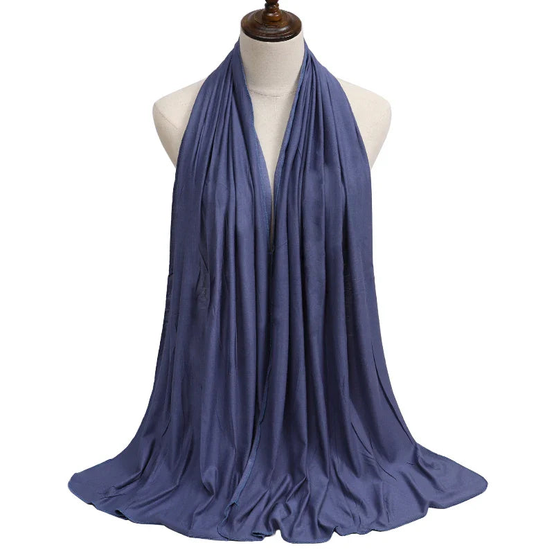 New Jersey Womens Muslim Ramadan Fashion Modal Cotton Jersey Hijab Womens High Quality Solid Color Soft Hijab Long African Scarf