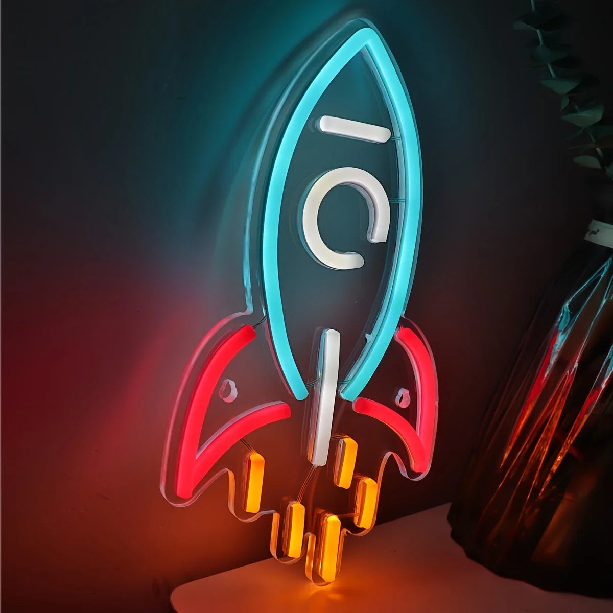 Rocket Neon Sign LED Neon Light for Night Light Room Party Club Decor Mood Light Multipurpose Decorative Wall Mounted Light