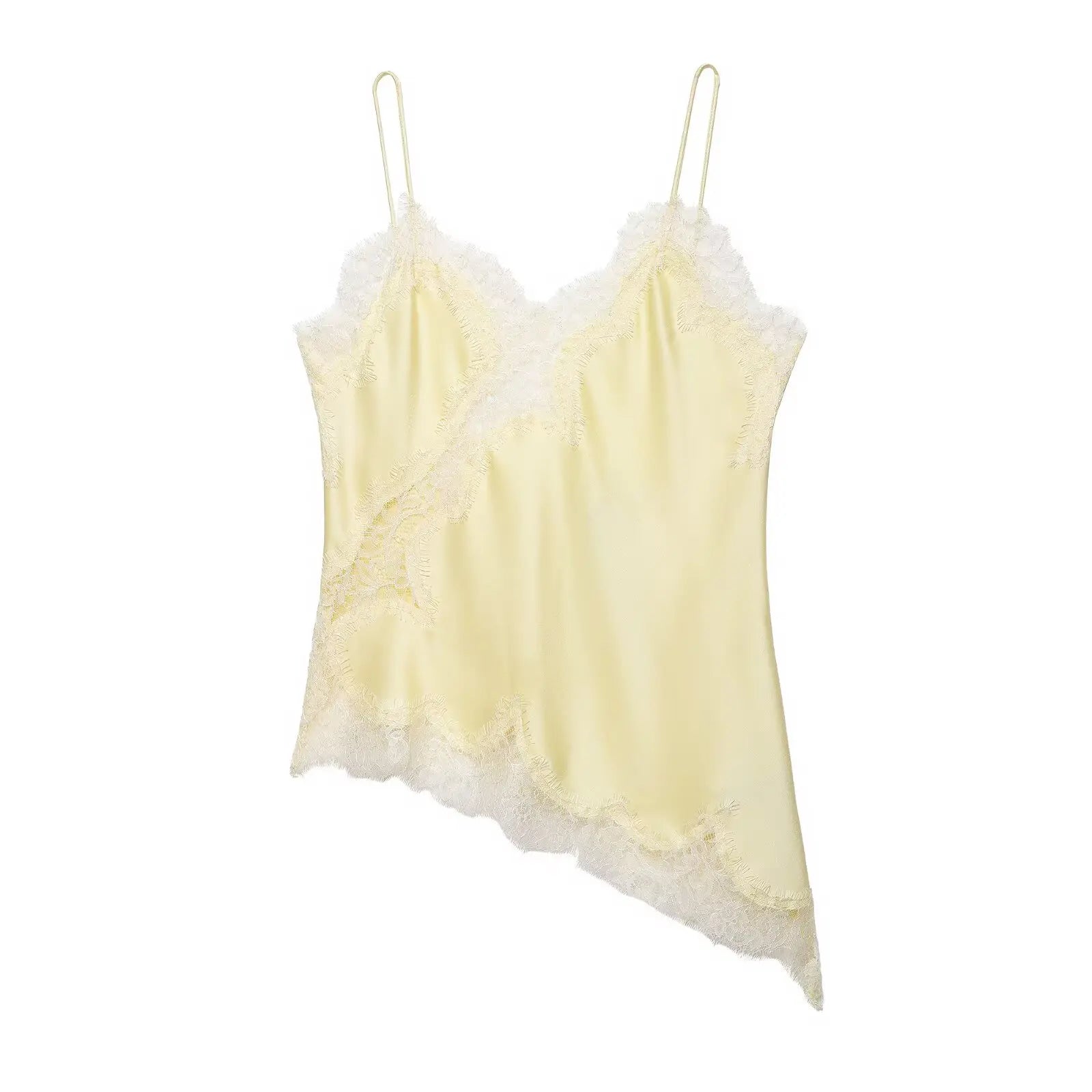 HH Sexy Women Asymmetrical Lace Slip Tops Summer Female Backless Sleeveless Off Shoulder Underwear Tanks Elegant Beach Camisole