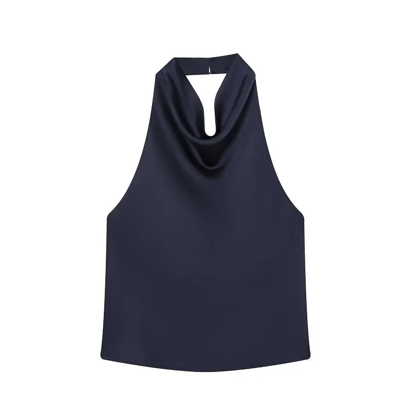 MUJER Satin Halter Tops Woman 2026 Sexy Backless Tops for Women Camisole off Shoulder Summer Top Women Pink Black Top Female